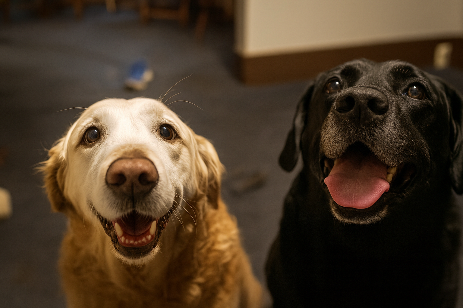 Chloe, a Golden Retriever, and Bella, a Labrador Retriever